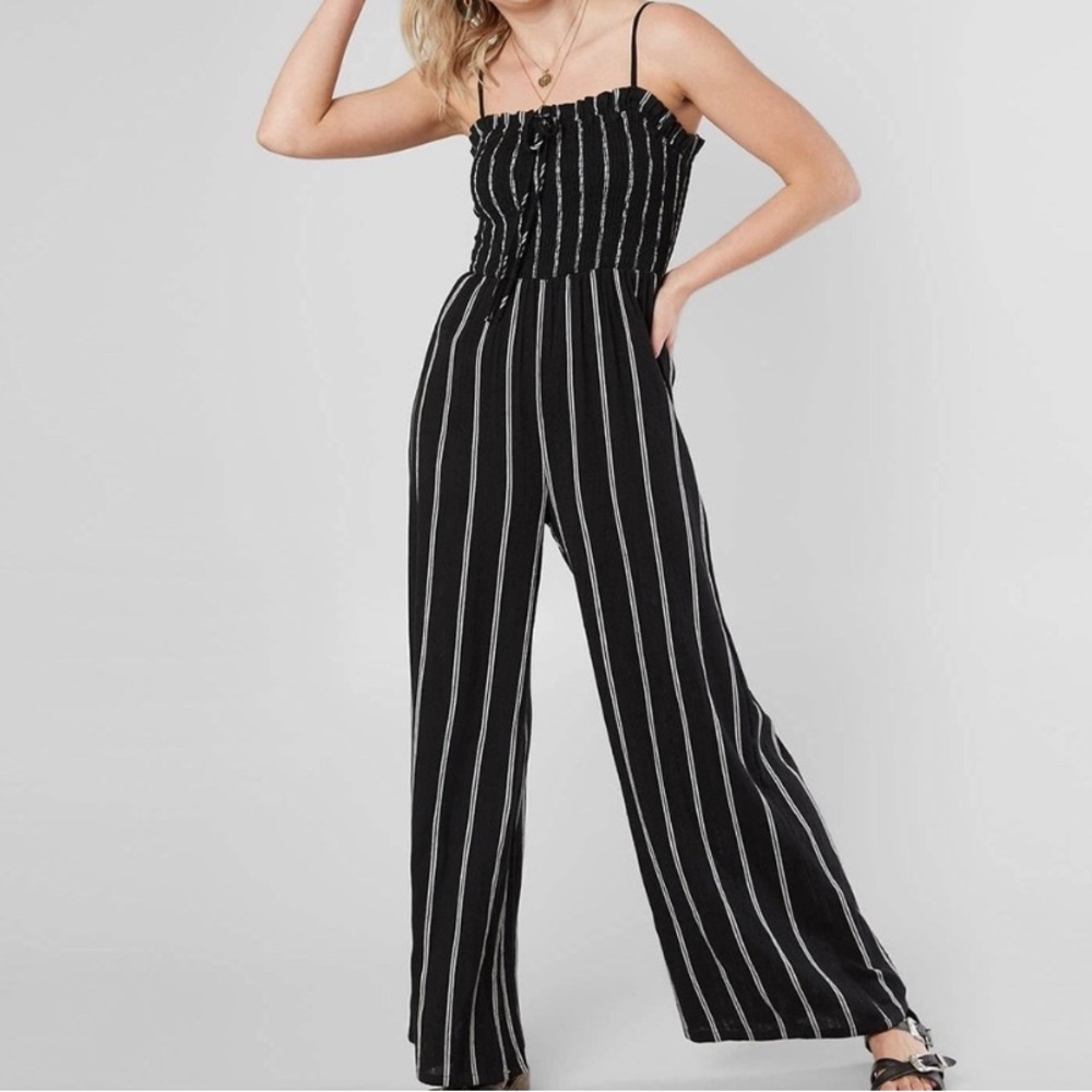 Billabong Black and White Striped Pantsuit